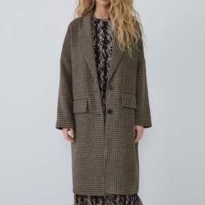 New Zara Plaid Oversized Coat